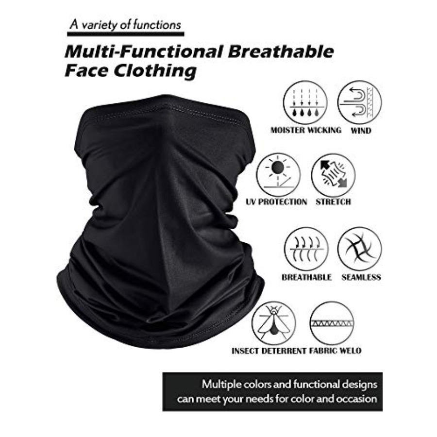 Summer Neck Gaiter Mask Windpr - Black Face Mask Pack avis et prix