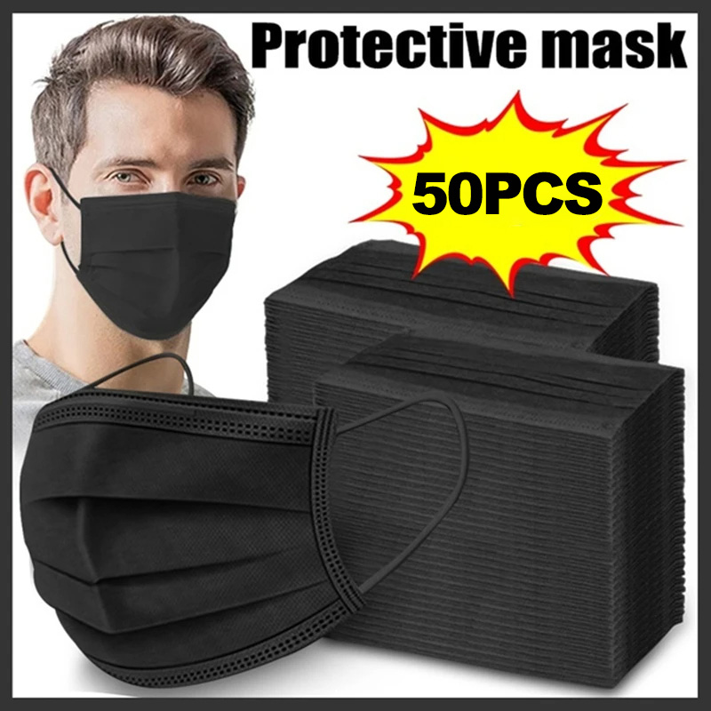 Masks 3-layer Mask Face Masks  - Black Face Mask Pack avis et prix