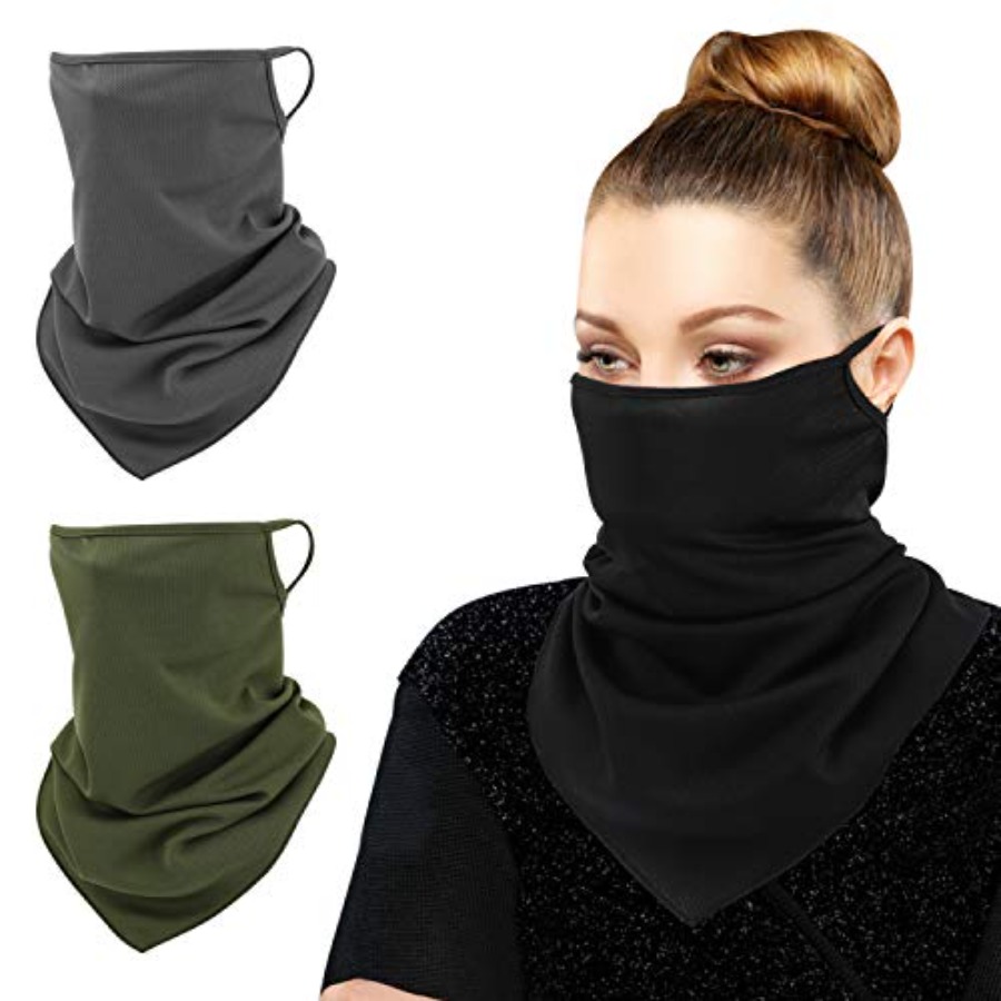 Scarf Mask Bandana with Ear Lo - Black Face Mask Pack avis et prix